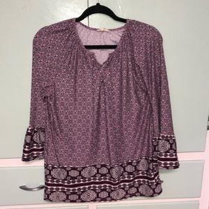 COMO BLU Lavender & purple Blouse Bell sleeves size Small petite S/P